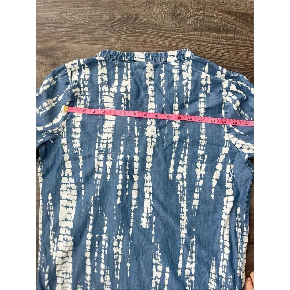 a.n.a. Tie Dye Abstract Chambray-Style Shift Dress Medium Women’s - Image 6