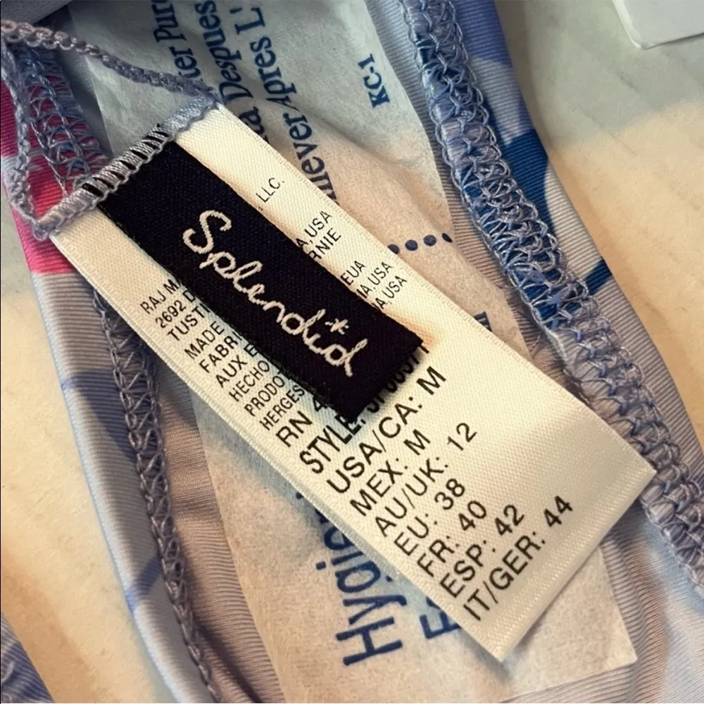 Splendid Floral Flurry Tie-Front Bikini Bottom High Leg Pant Sz M NWT Blue Pink - Image 12