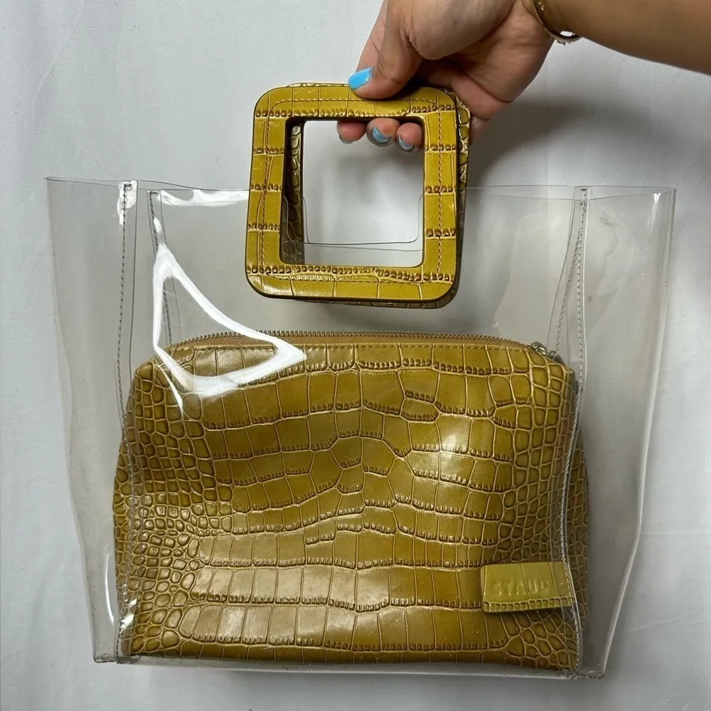 STAUD Clear Purse with Inner Clutch Faux Crocodile Print - Image 6