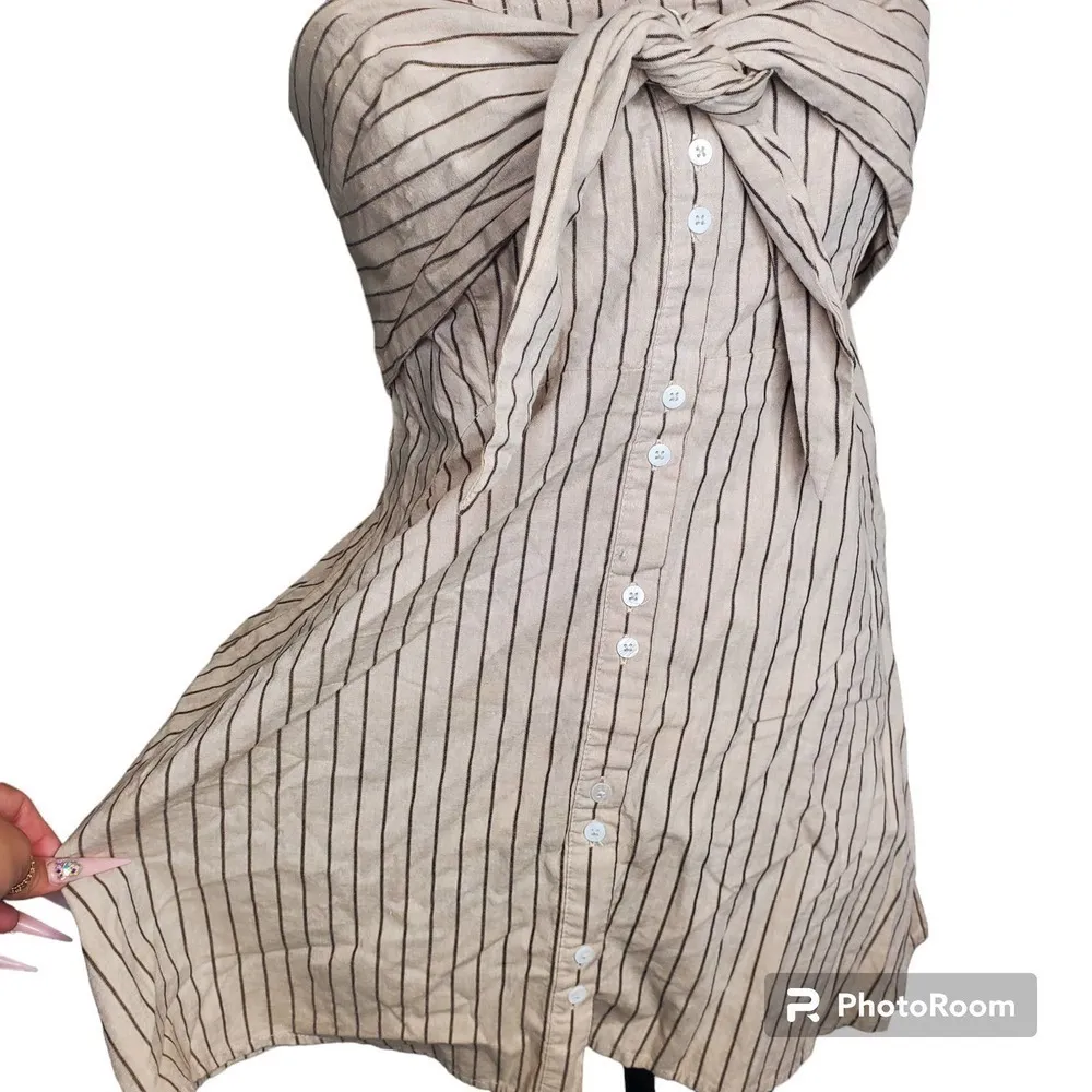 Free people Striped Button Front Strapless Dress - Image 2