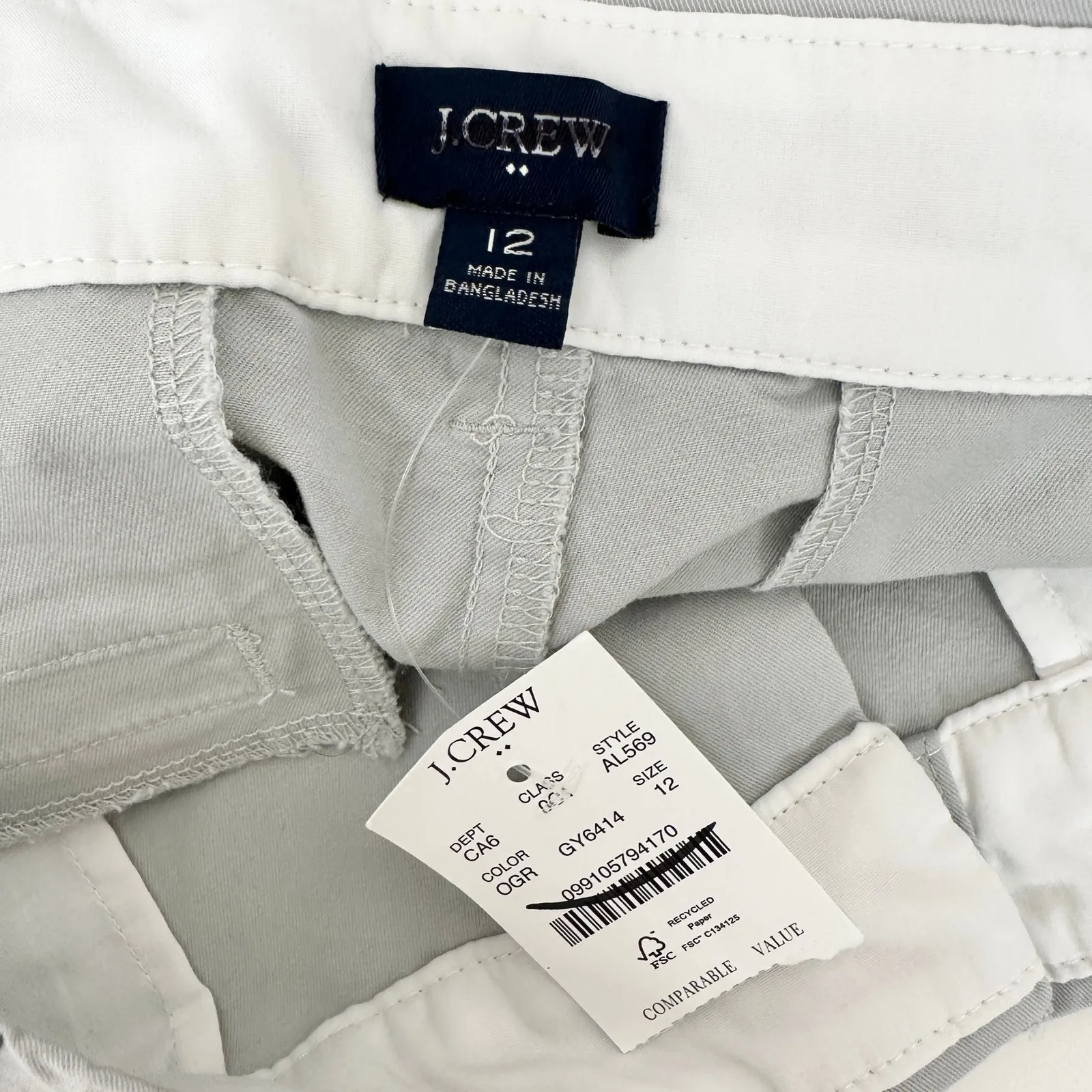 J.Crew 9" Frankie Bermuda Chino Short Cotton Mid Rise Oyster Grey US 12 NWT - Image 10