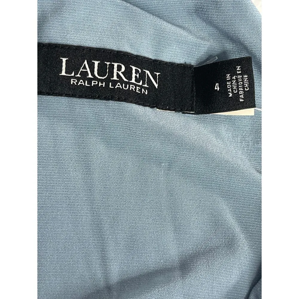 Lauren Ralph Lauren women’s Cocktail Foil print Midi dress 4 halter metallic NWT Blue - Image 10