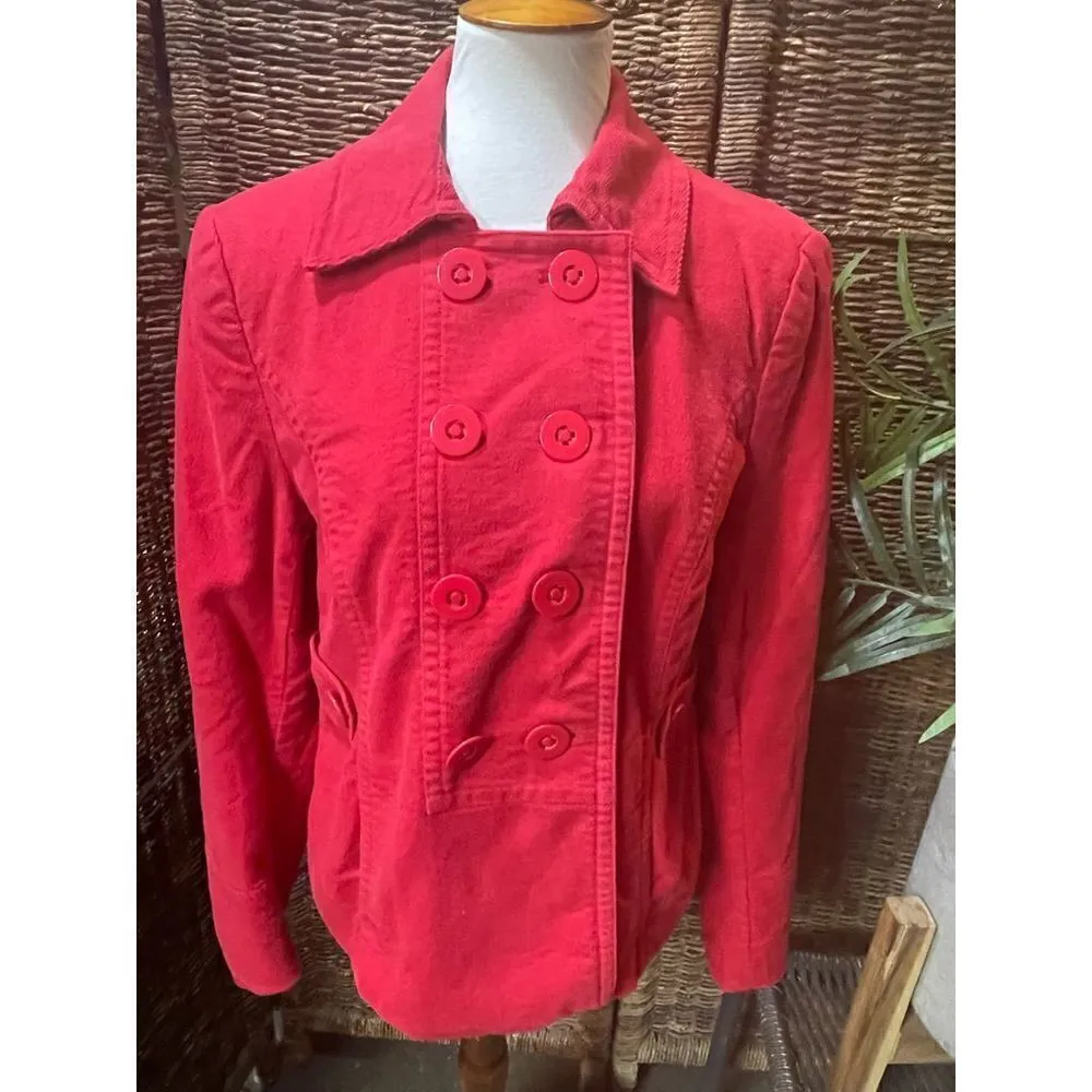 The Loft Double Button Breasted Jacket/Blazer Long Sleeve Red L Red Size L - Image 7