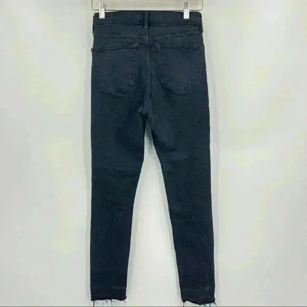 TopShop Black‎ High Rise Distressed Skinny Jeans Size W28 - Image 10