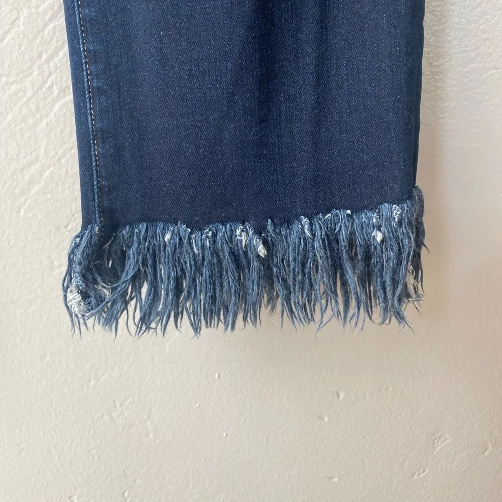 Frame Denim Le High Straight Fringe Hem Jeans in Pine Knoll Dark Wash - Image 10