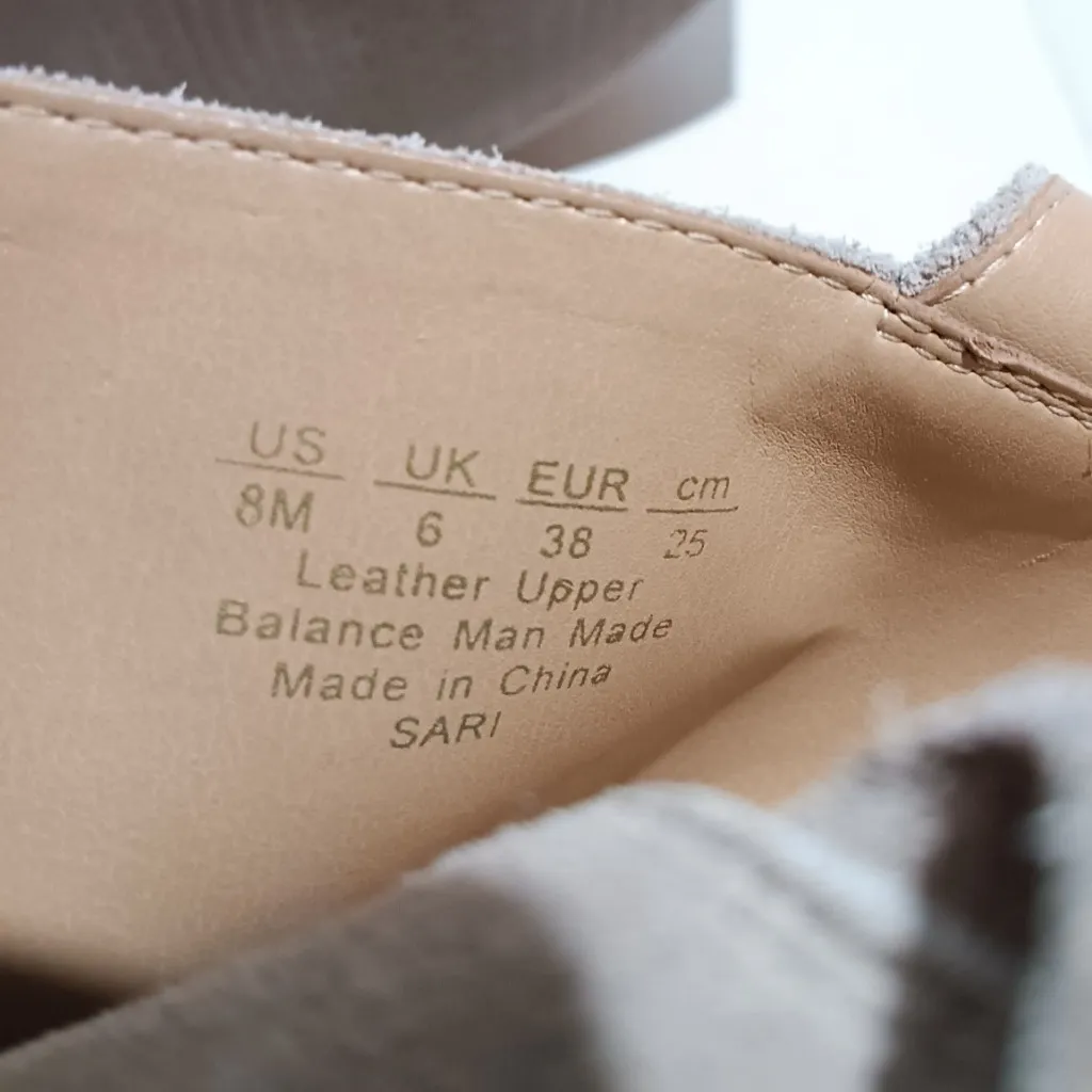 Franco Sarto Suede Wedge Sandals-Size 8-Open Toe-Adjustable Ankle Strap-Taupe - Image 8