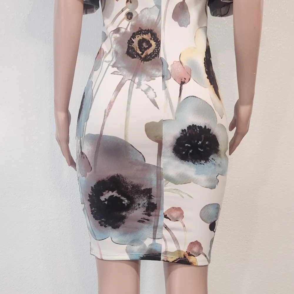 Auditions Floral Poofy Sleeve Sheath Dress Sz M - Image 10