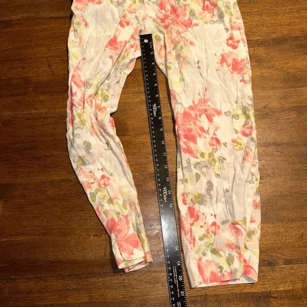 J. Jill Pants Floral Watercolor Linen Blend Crop Skinny Fit Pants Pink - Image 6