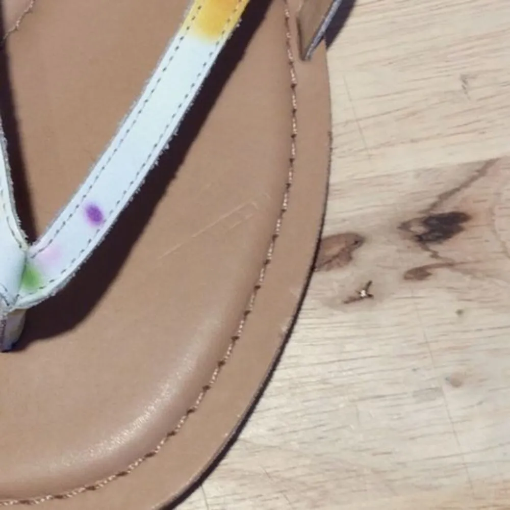 Lucky Brand Strappy Flat Sandal Bylee White Floral Slingback Sz 8.5 - Image 7