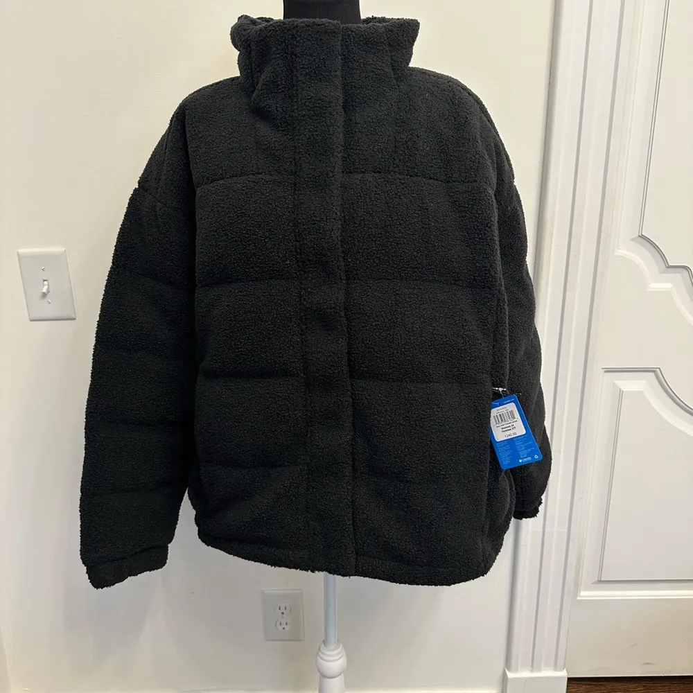 Columbia Ruby Falls Novelty Jacket Black Doodle Sherpa Coat 450 Down Fill NEW - Image 12