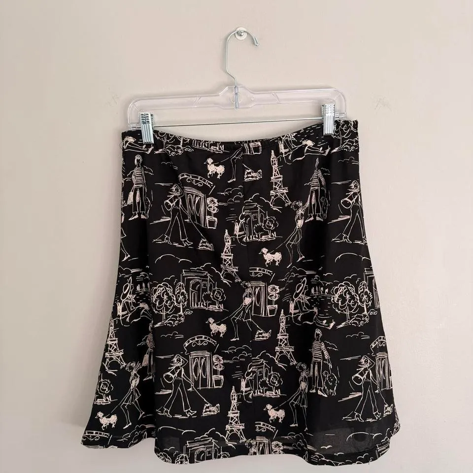Y2K BLACK MY MICHELLE PARIS ALL OVER PRINT MIDI SKIRT - Image 4
