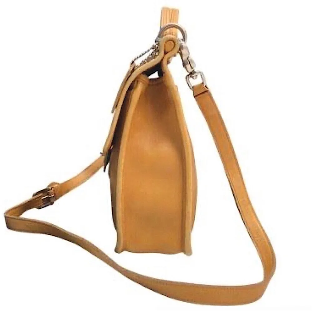 Vintage COACH WILLIS Camel Glove Tanned Leather Turn Lock Crossbody Bag 9927 USA - Image 3