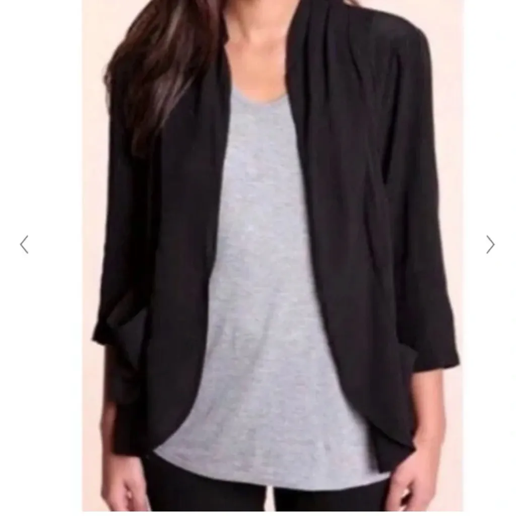 Kimchi Blue Lightweight Flowy Open Front Black Casual Blazer Jacket Size Large - Image 7