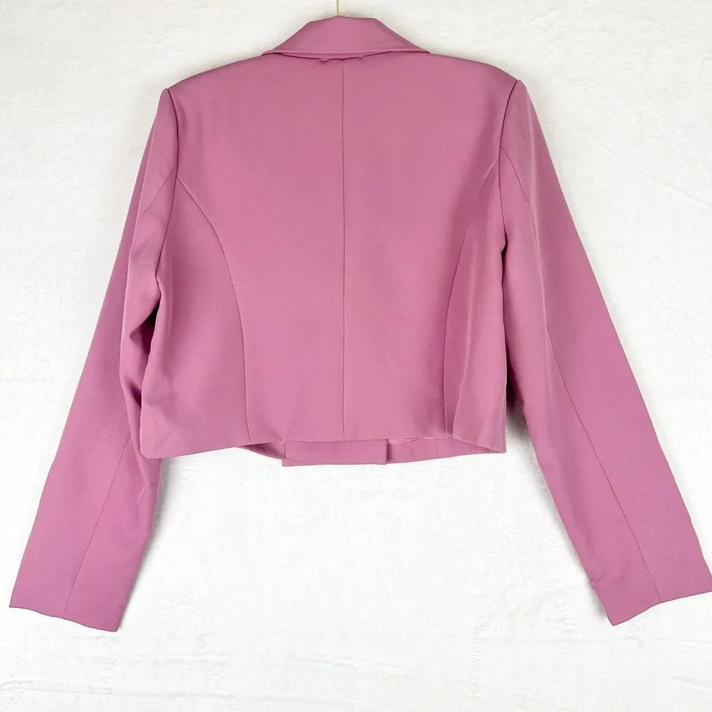Double Breasted Cropped Blazer Size Large NWOT Pink - Image 2
