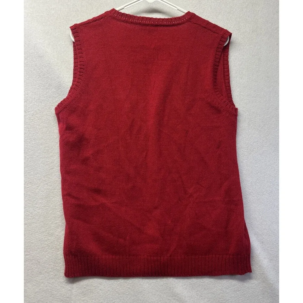 Tinkuy Argyle Cable Knit Sweater Vest Womens L Red Alpaca Wool Button Cardigan Size L - Image 4