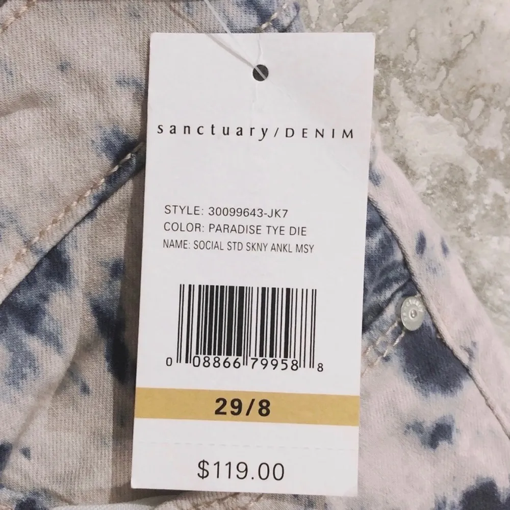 Anthropologie’s Sanctuary Skinny Leg Jeans ParadiseTie Dye Size 29/8 NWT $119 - Image 3