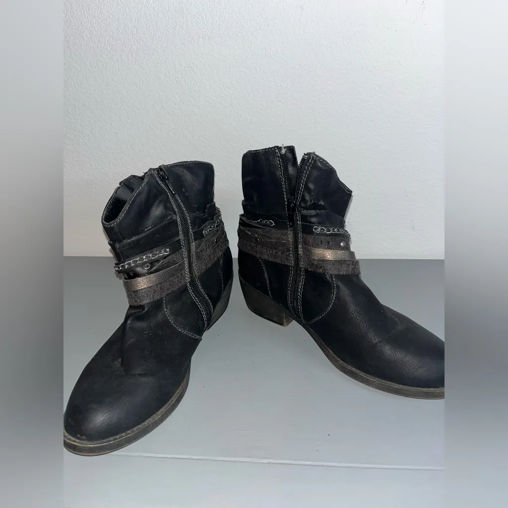 Jellypop Nashville Kinney Grunge Gunmetal Chain Grunge Rock Ankle Booties Sz 8.5 - Image 11