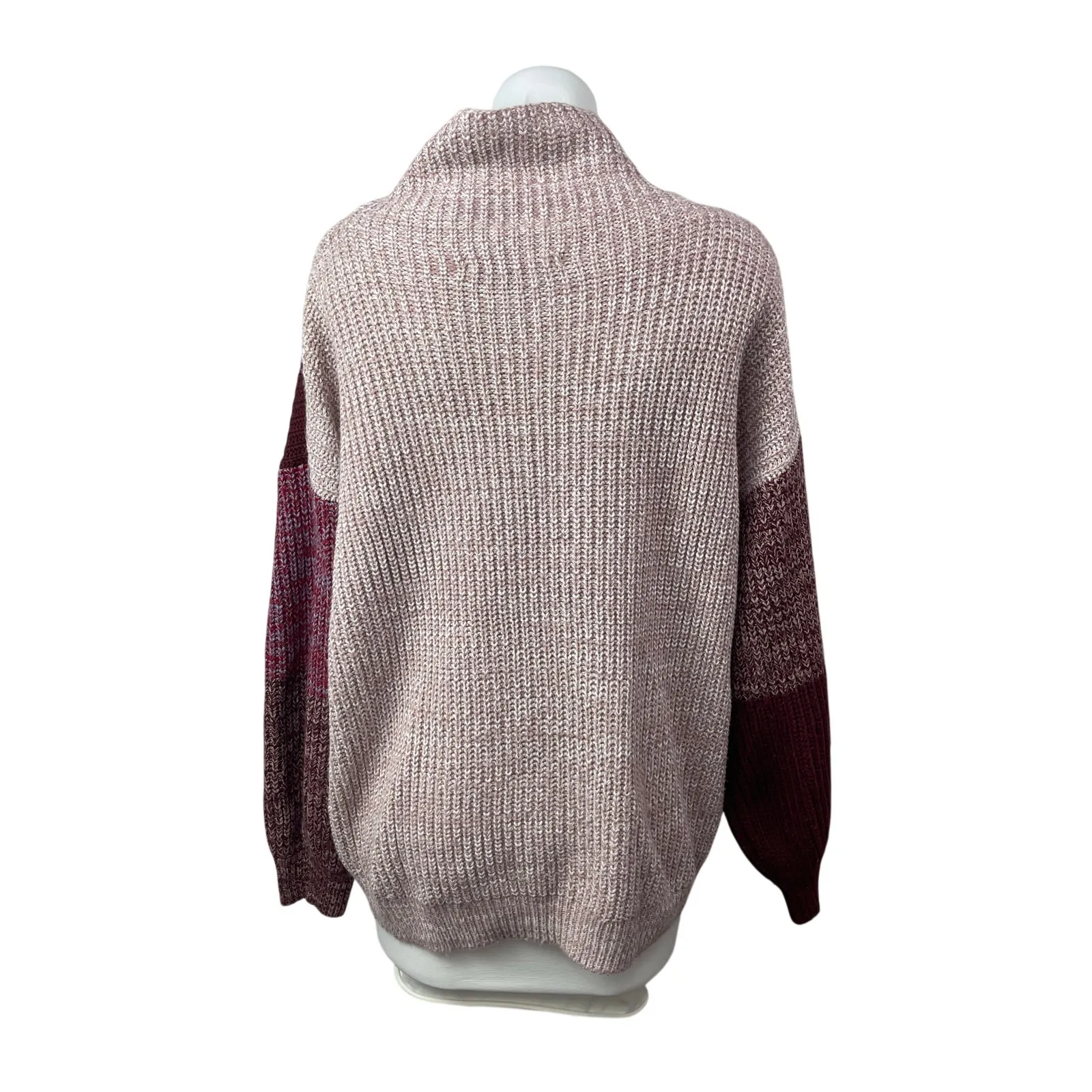 American Rag Cie Women's Pink Colorblock Ribbed Knit Cowl Neck Sweater Top Sz M - Image 4