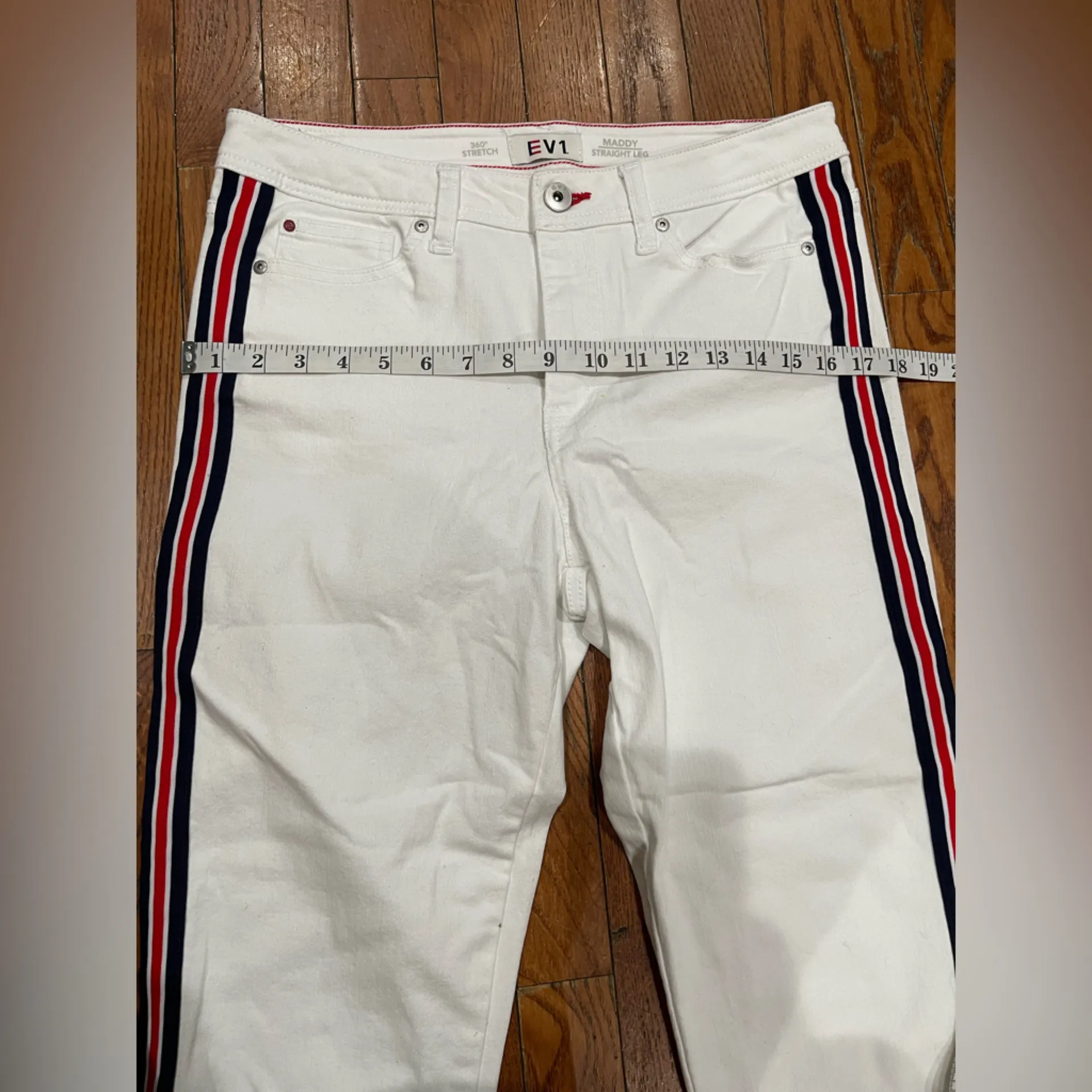 Women's White Pants with Striped Detail Size 10 - Image 5