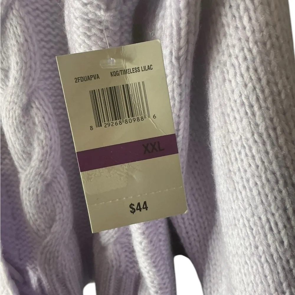 Purple Cropped Cardigan with Textured Knit - Image 3