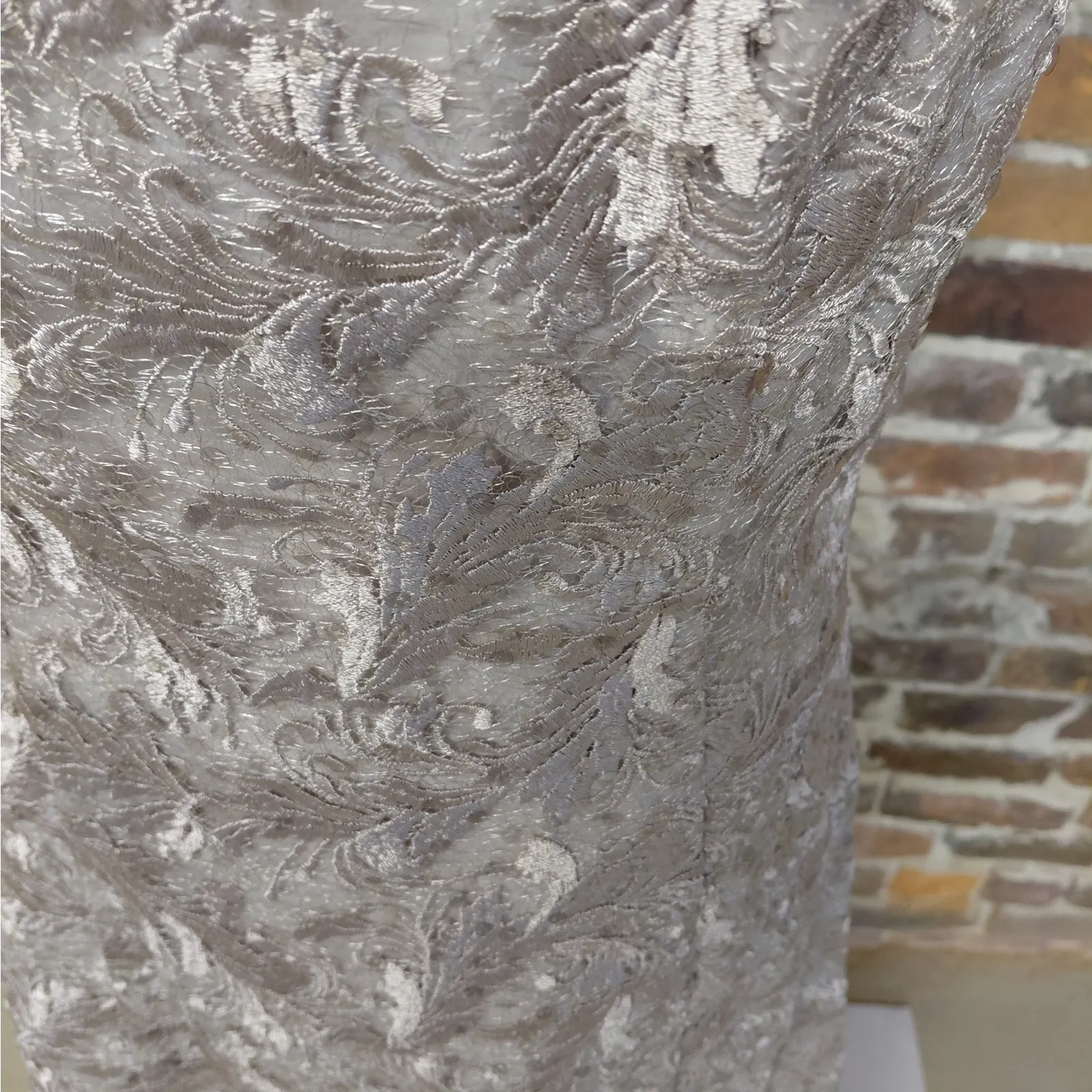 $299 Adrianna Papell Formal Evening Gown Size 6 Sequin Lace Dress Wedding Party - Image 9