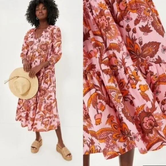 NWT Tuckernuck Sunset Chintz Salty Paloma Cattan Maxi Dress Sz L Pink Size L - Image 2