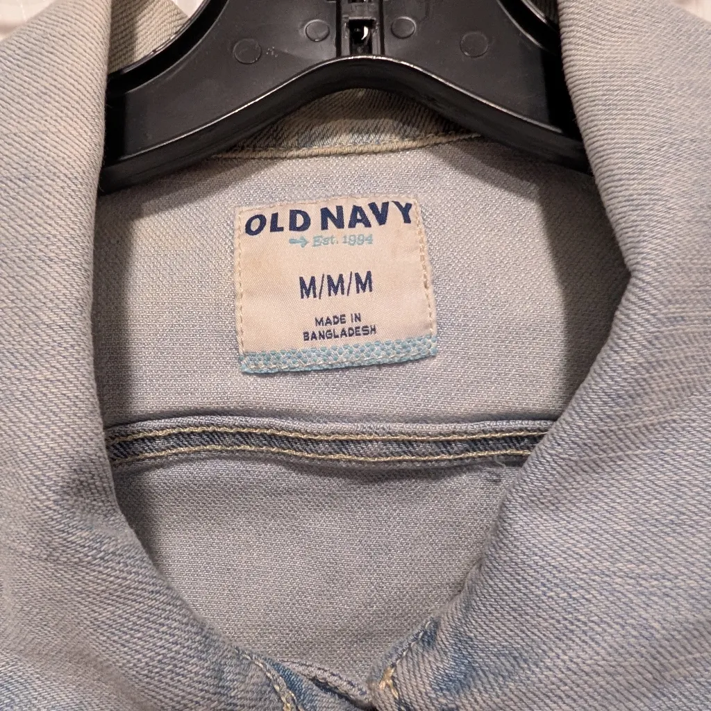 Old Navy Light Wash Denim Vest Medium Sleeveless Jean Jacket Casual Fall - Image 2