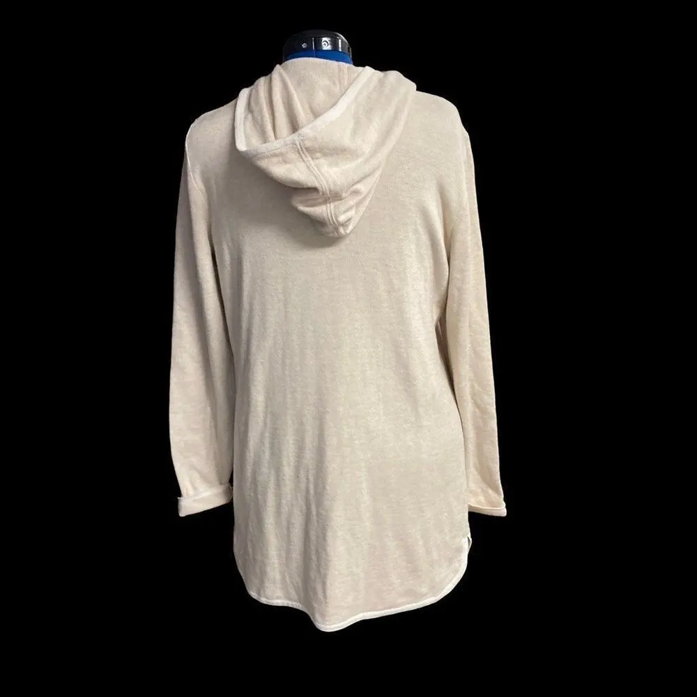 TAHARI Cardigan Ivory/Cream Hooded Long Sleeves Size XL‎ - Image 9