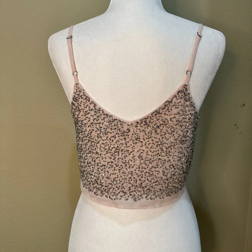 FOREVER 21 Blush Pink Sequin Crop Top Tank Top - size XS - Image 5