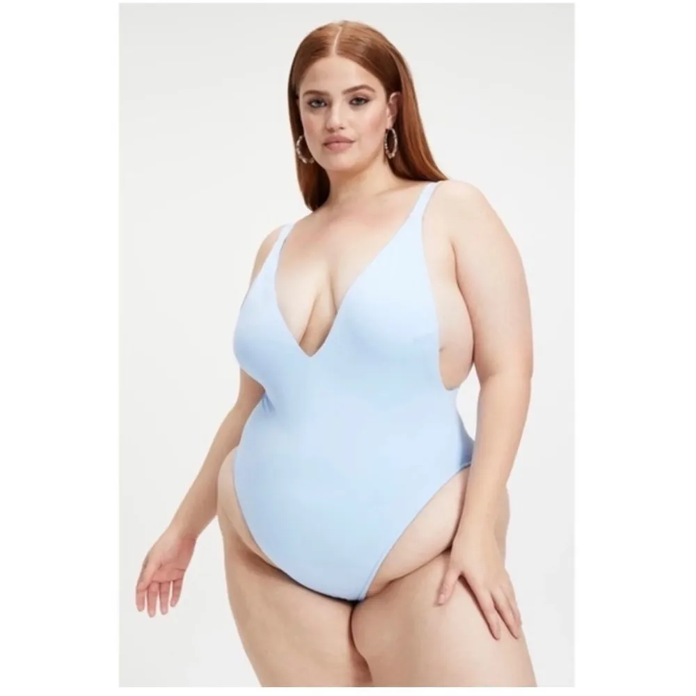 Good American Sky Blue Plunge V-Neck One Piece Swimsuit Size 6 XXXL 3X NWT - Image 3