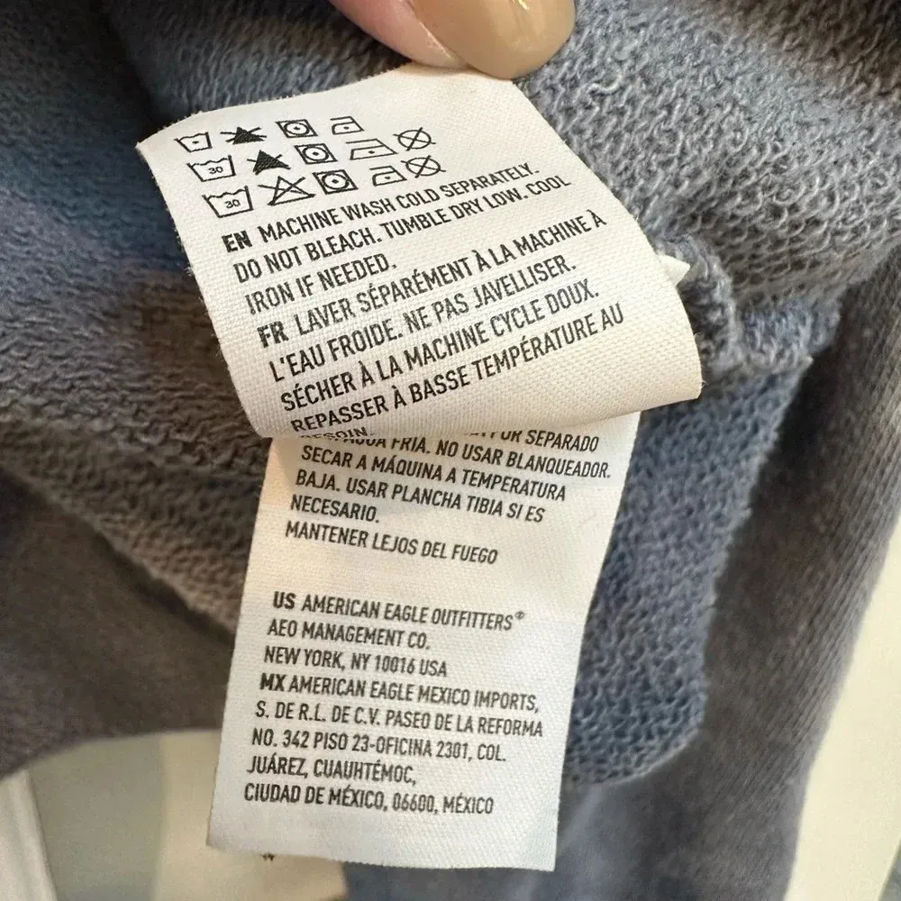 Vintage Y2K American Eagle Blue Grey Tie Dye Crop Top Sweatshirt Size Medium M - Image 7