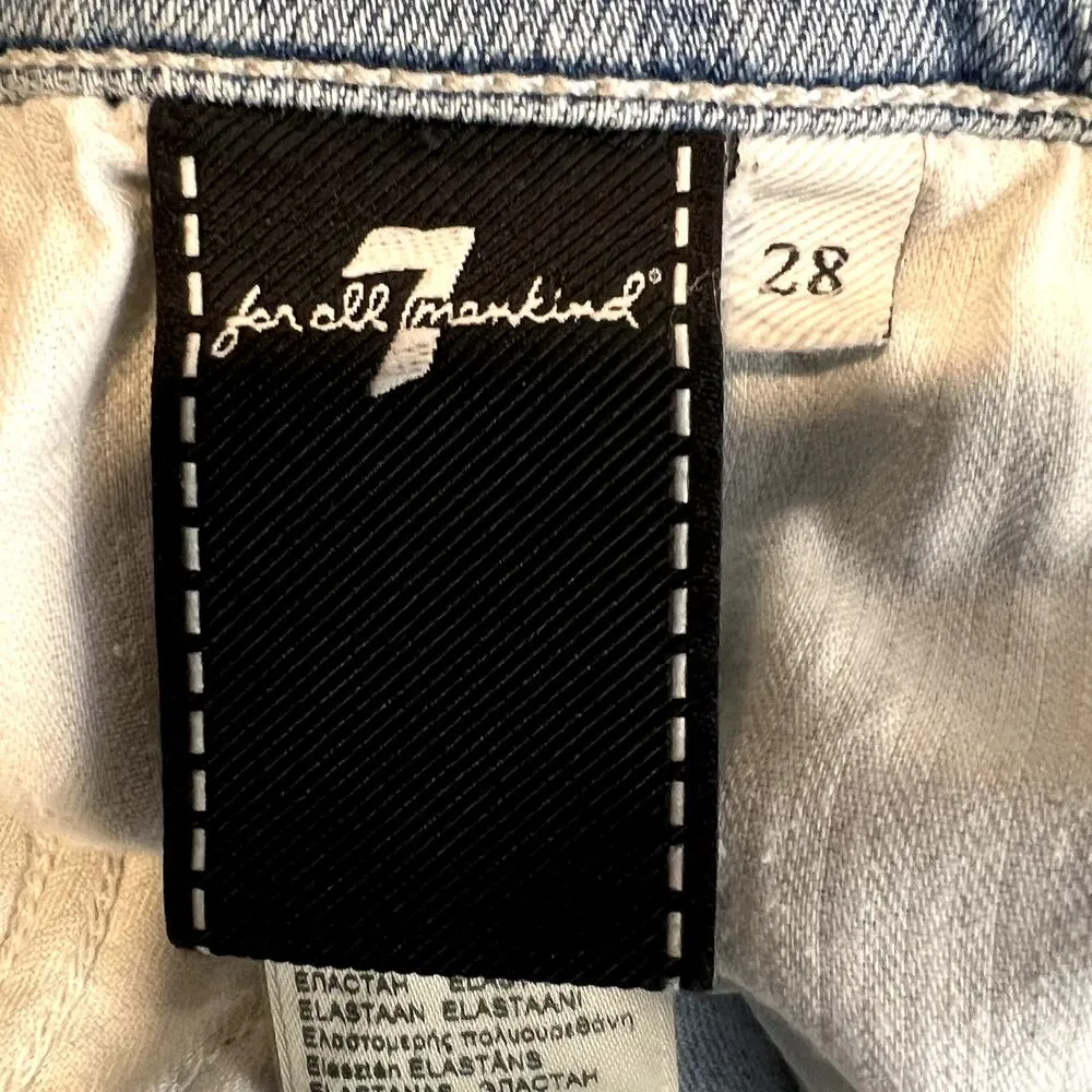 7 For All Mankind The Skinny Crop Unrolled Jeans Womens Size 28  Coral Bleach - Image 3