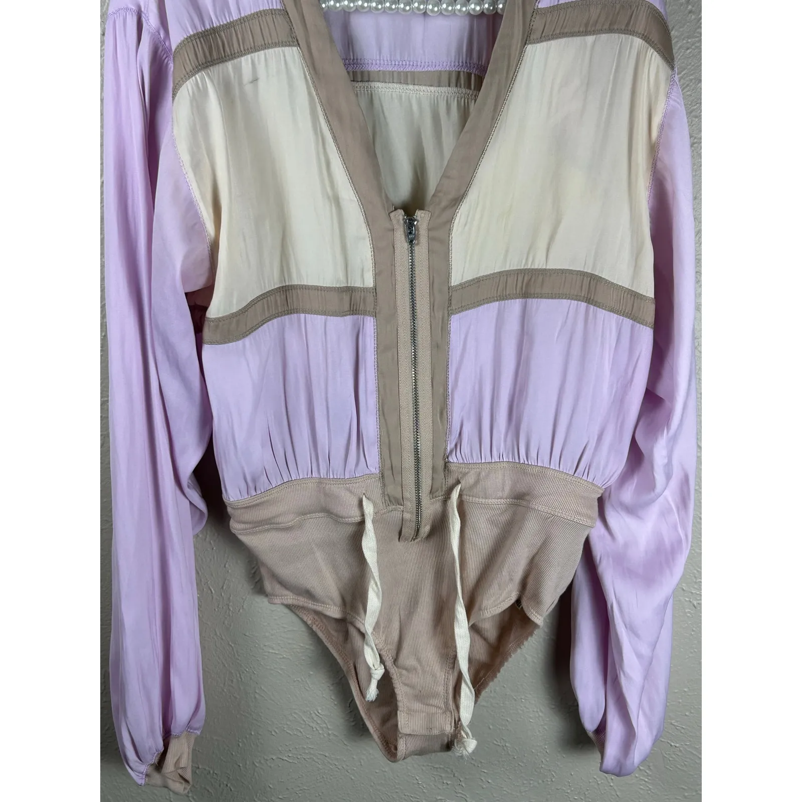 Free People Intimately Track Bodysuit Size XS Colorblock Long Sleeve Purple - Image 5