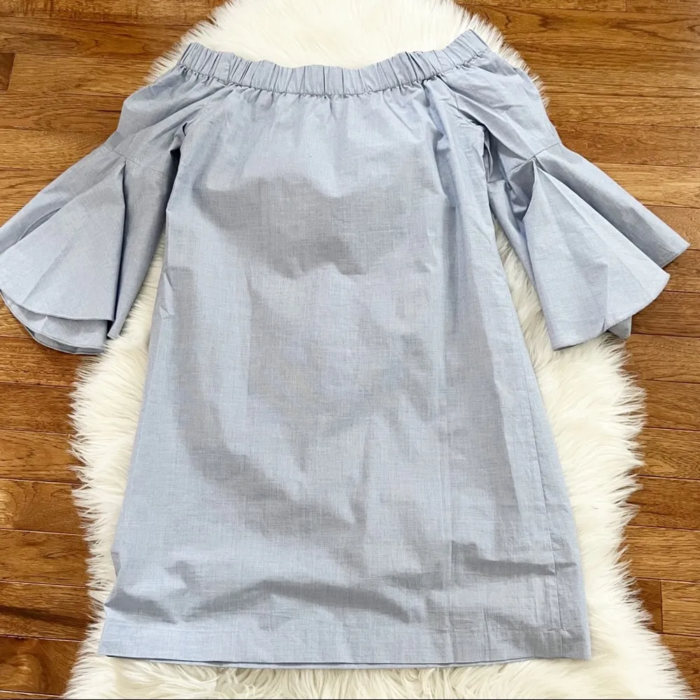 Kensie Oxford Off-The-Shoulder Blue Dress - Image 6