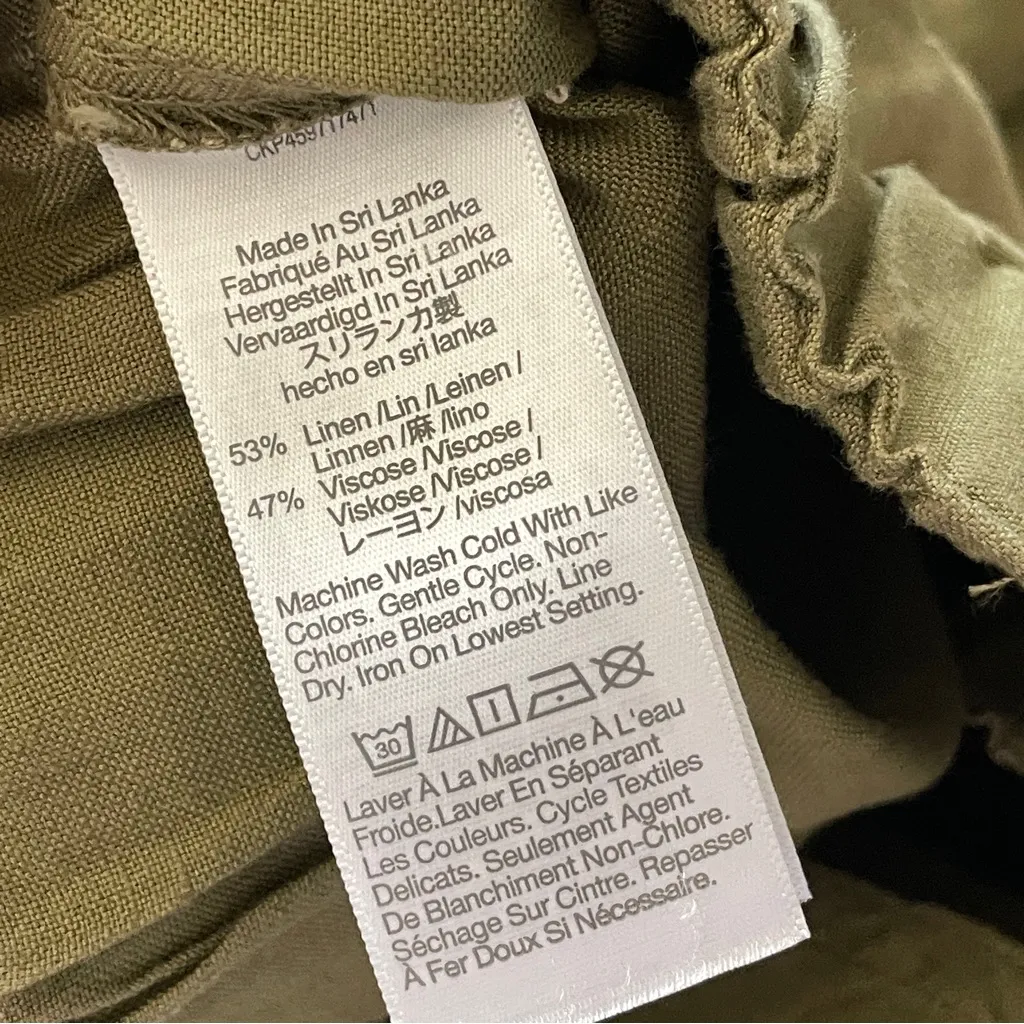 Madewell Linen Pants wide leg pull on womens Green (xsmall) minimalist chic - Image 10