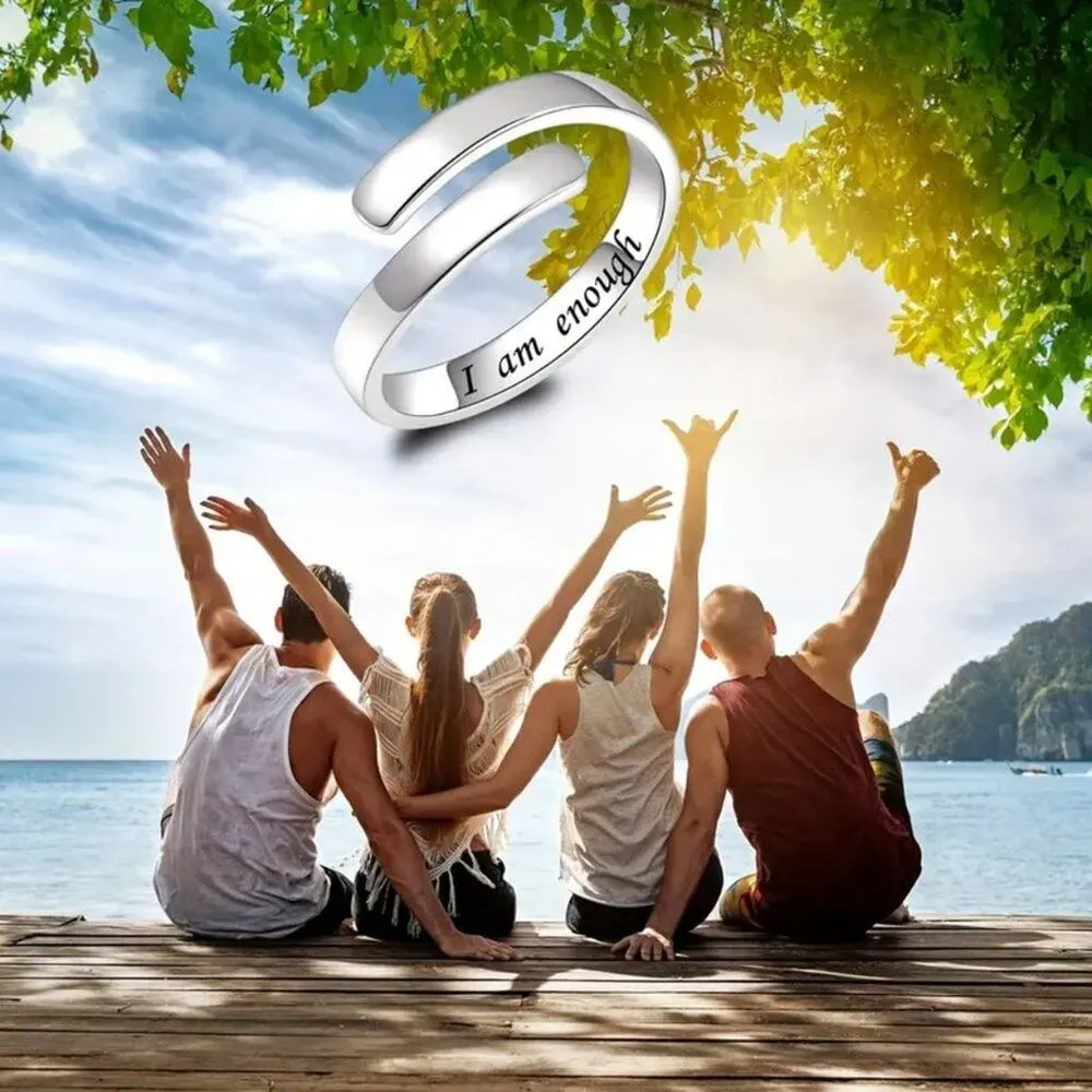 .925 Sterling Silver Inspirational Wrap Ring "I am Enough" Silver OS - Image 5