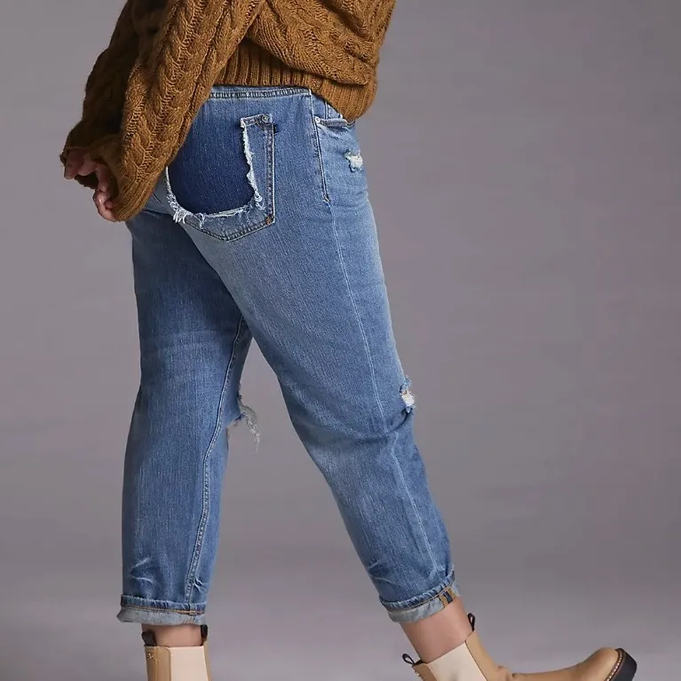 Anthropologie Pilcro Heritage Boyfriend Jeans 18W Distressed Medium Wash‎ NWT - Image 3