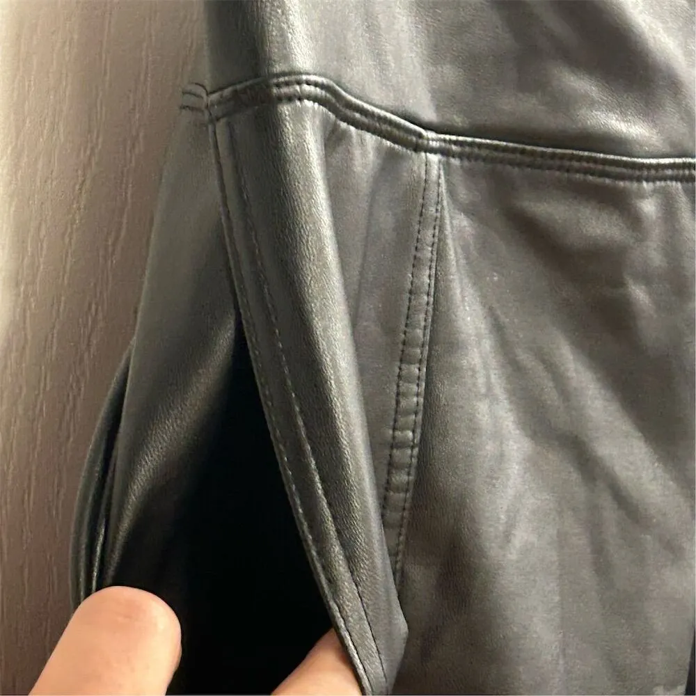 Joie Women's Wide-Leg Faux Leather Pants Black Size L Casual - Image 6