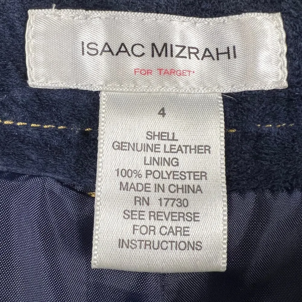 Isaac Mizrahi for Target Navy Blue Suede Leather Jeans Pants Size 4 - Image 5