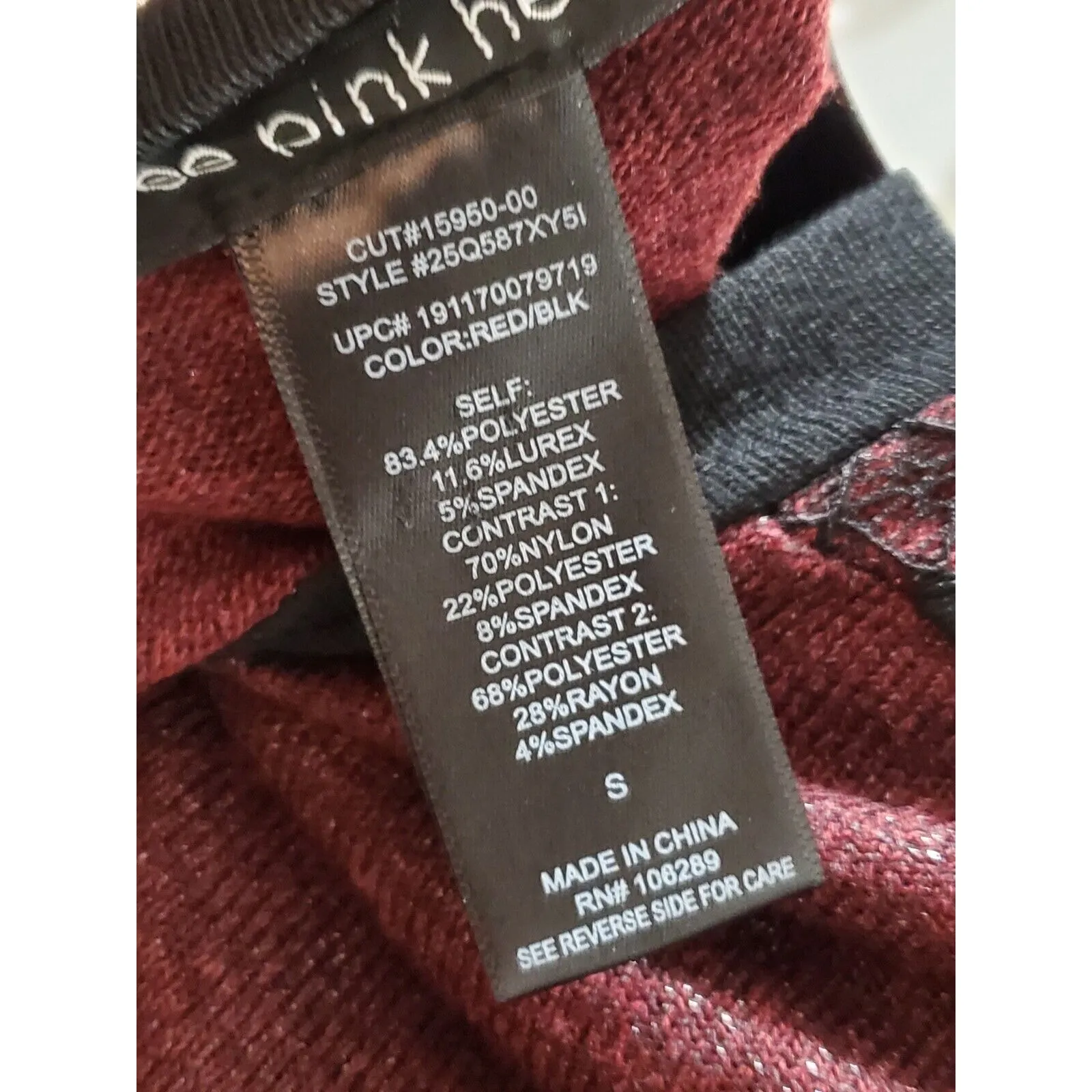 Three Pink Hearts Women's Maroon Round Neck Long Sleeve Knee Length Dress Size S - Image 13