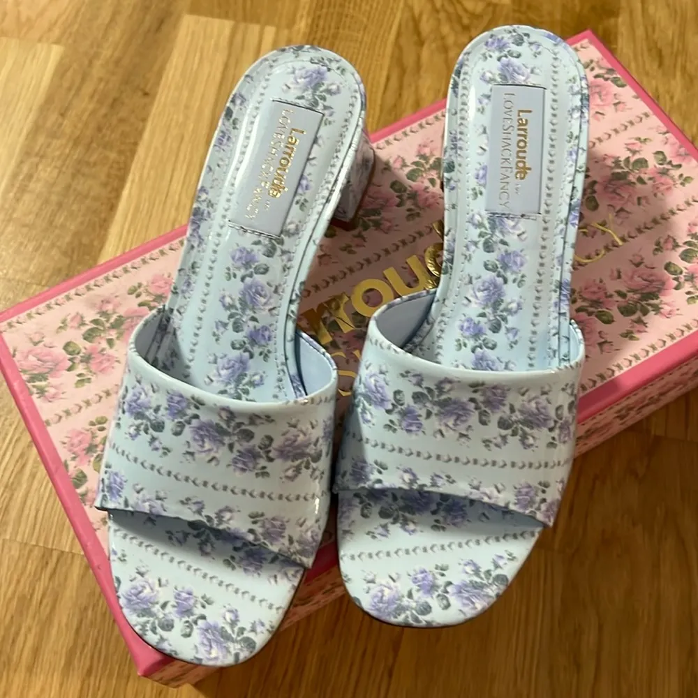 NWT LoveShackFancy x Larroude Brigitte Mule in CERULIAN BLUE - Image 2