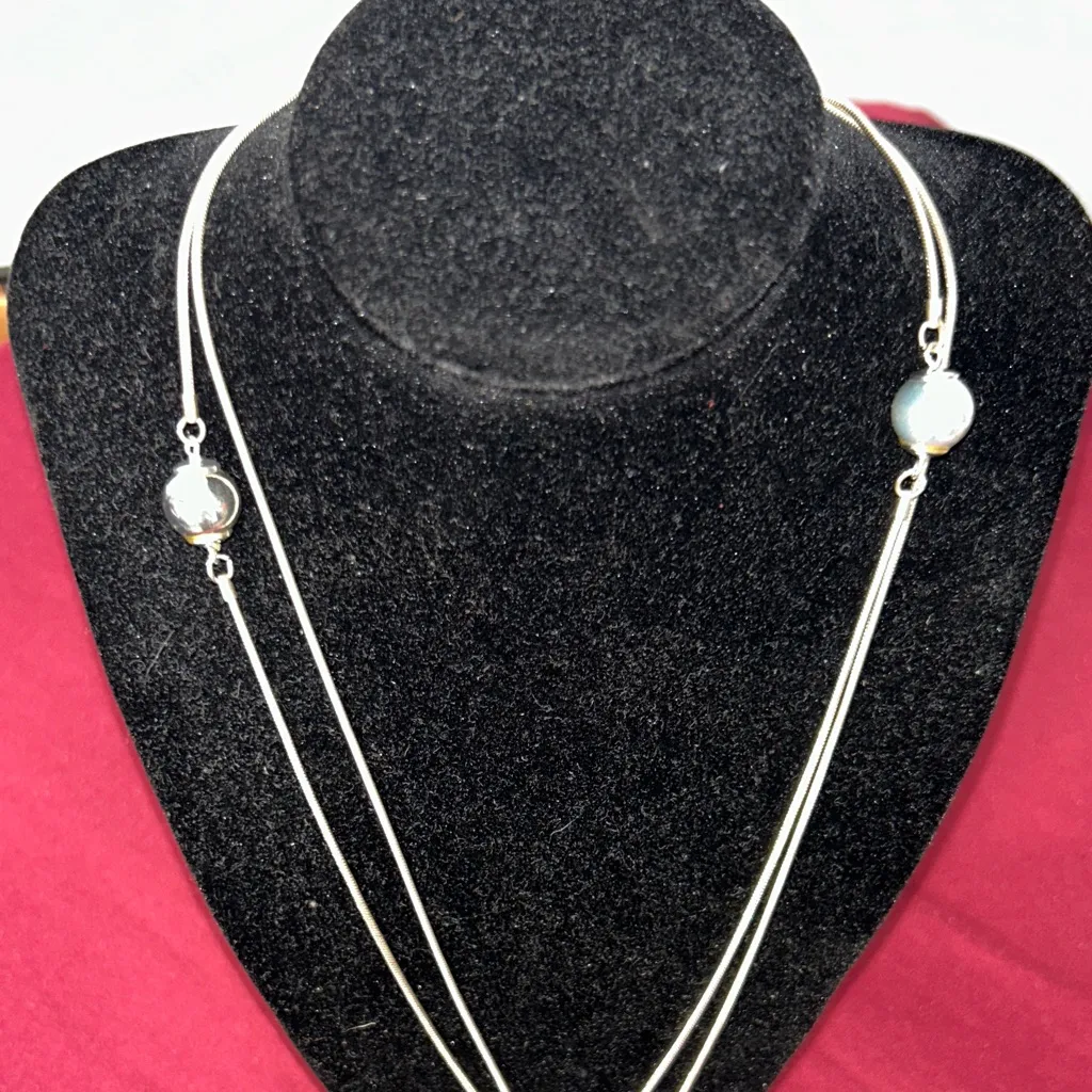 Silvertone Necklace with snake chain Silver - Image 3