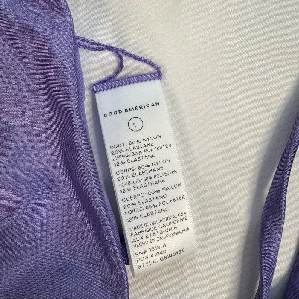 NWT Good American Size 1 S Lilac Purple Shine Ruched Halter Tie Bikini Swim Top - Image 6