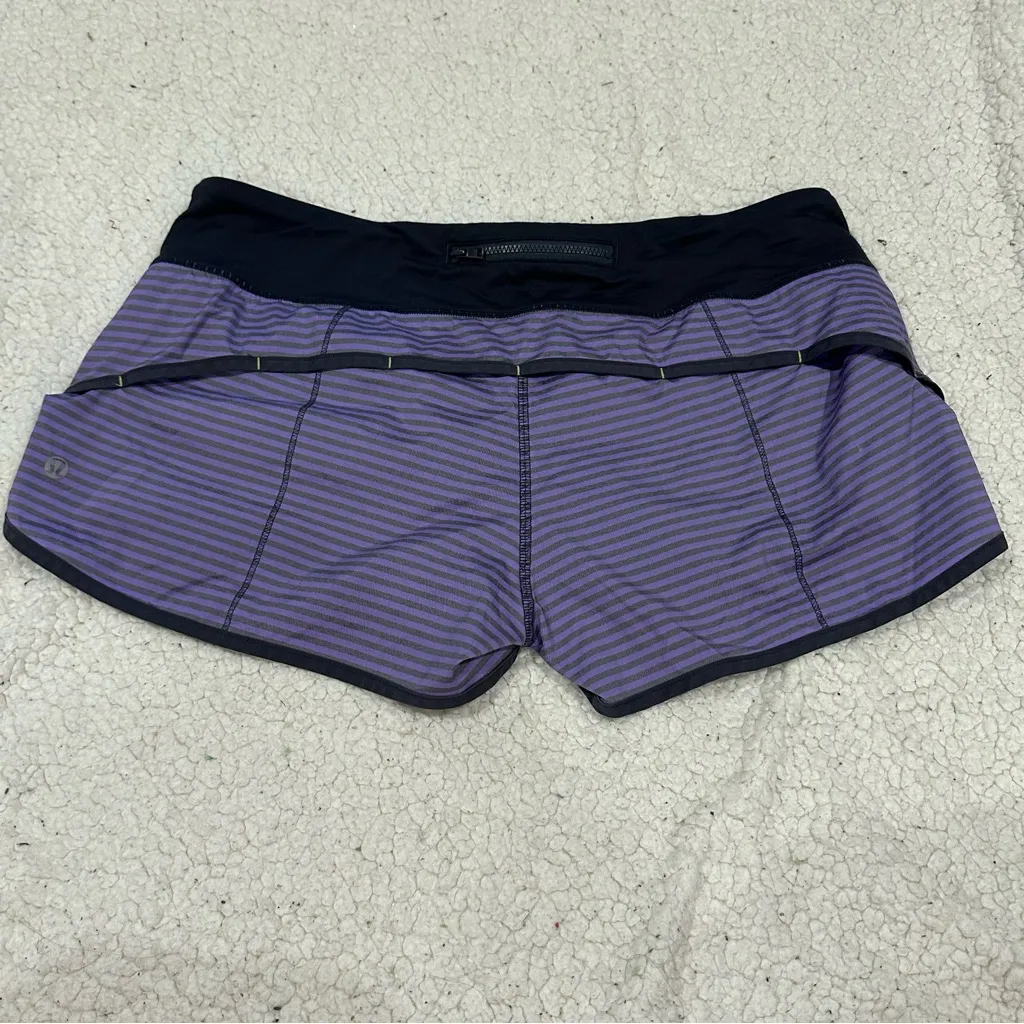 lululemon purple striped shorts size 8 - Image 2