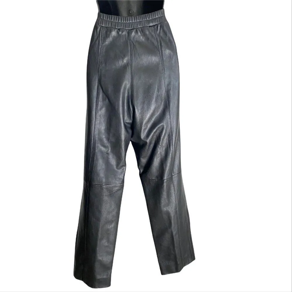Zana Couture sz 12 black high rise‎ VINTAGE 80s 100% Leather pants - Image 3
