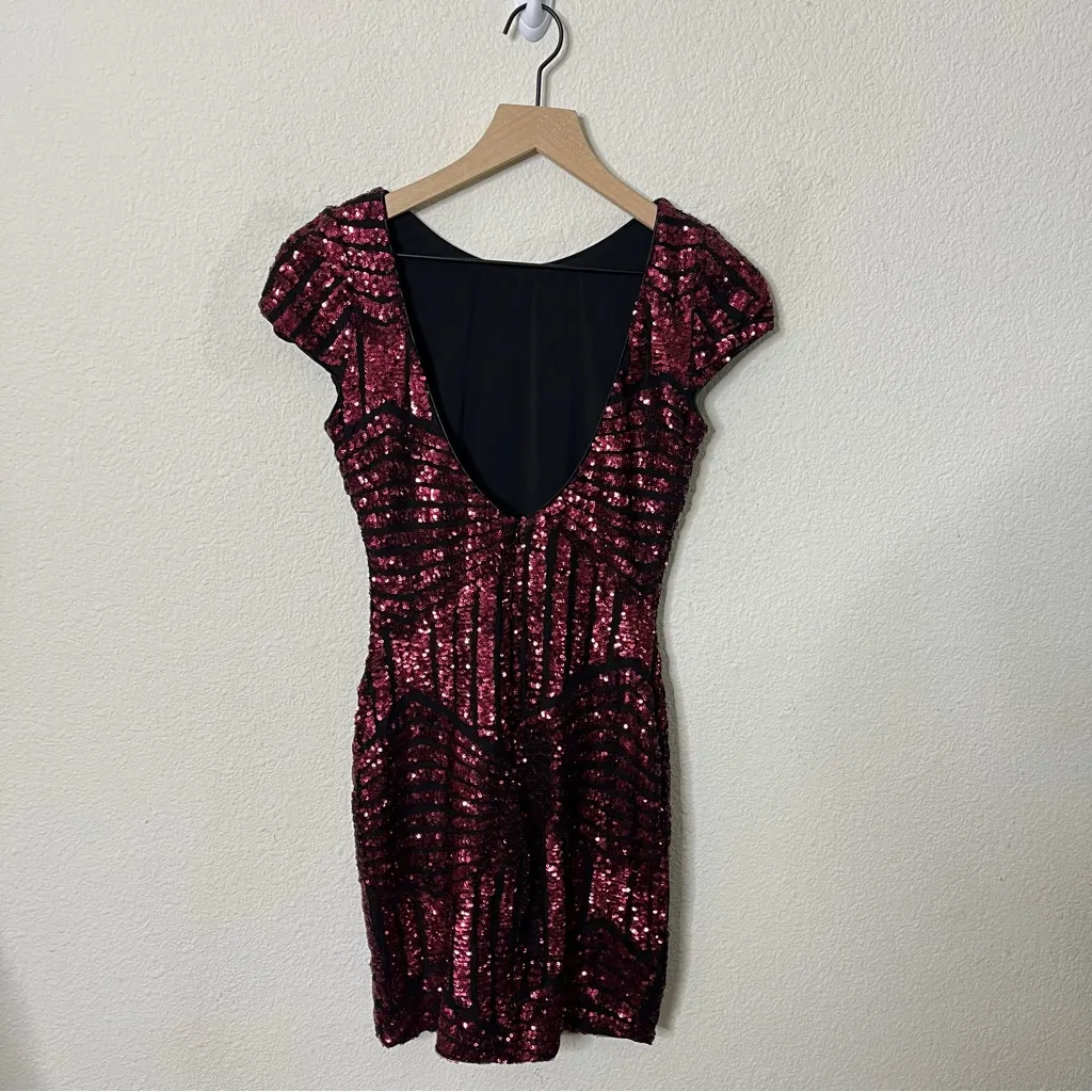 Dress The Population Tabitha Pink Mini Dress Bodycon Sequin Women’s Size S - Image 5