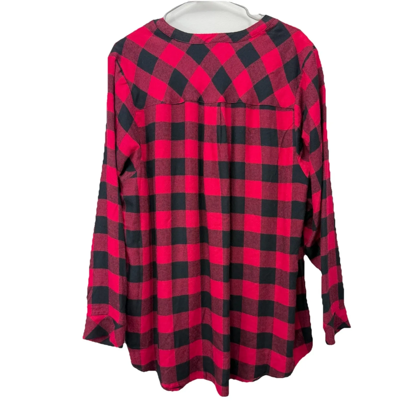 Torrid Lizzie Black Red Buffalo Plaid Twill Button Up‎ Long Sleeve Shirt Size 3X - Image 7