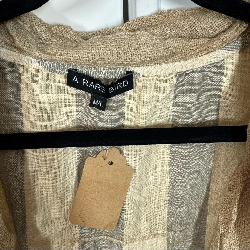 A Rare Bird Lagenlook Boho Linen Cotton Vest size medium large artsy layered Tan - Image 2