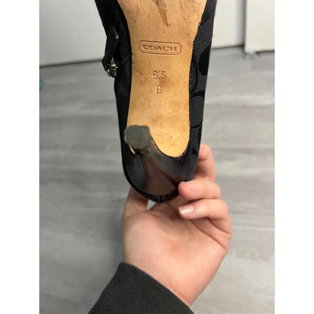 Authentic coach size 6.5 black heeled ankle bootie with silver accent buckle - Image 10