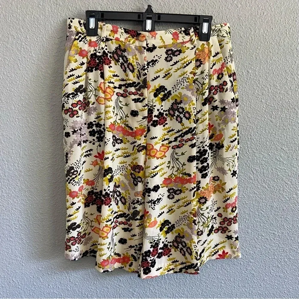 Topshop Idol‎ Cream Floral Bloom Print City Wide Leg Size 8 Knee Length - Image 3